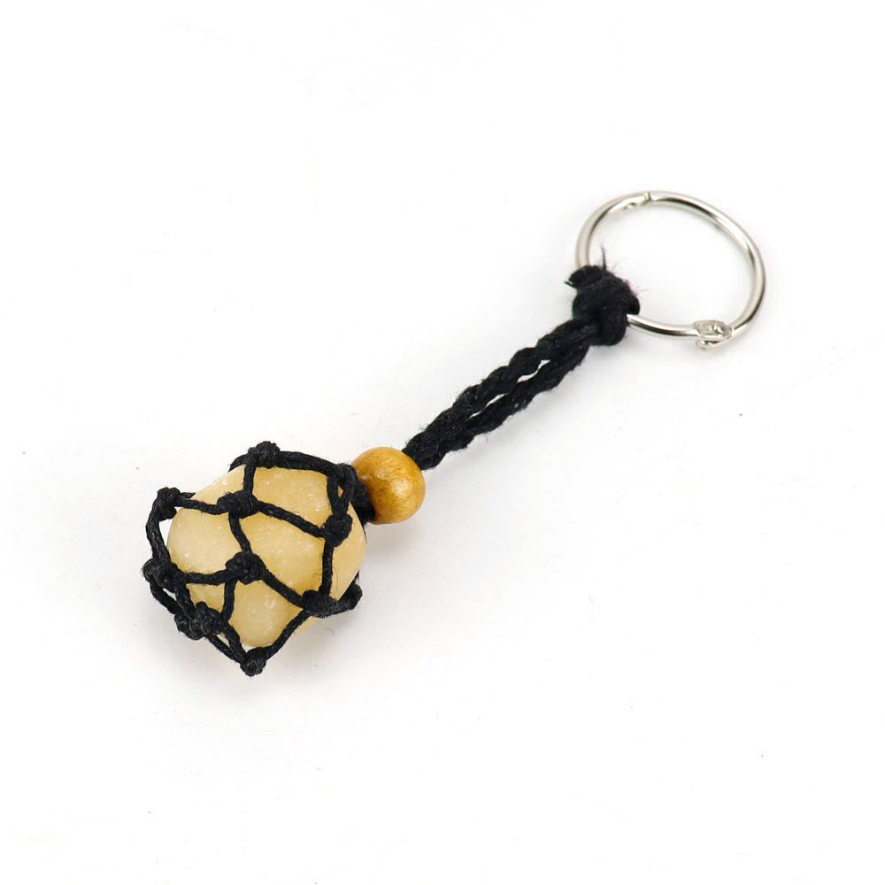 Olivenorma Woven Adjustable Raw Stone Cotton Net Keychain