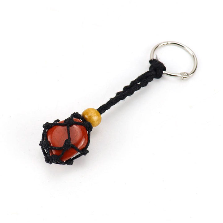 Olivenorma Woven Adjustable Raw Stone Cotton Net Keychain