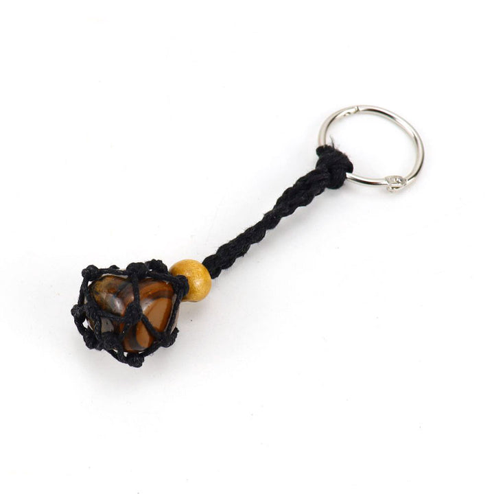 Olivenorma Woven Adjustable Raw Stone Cotton Net Keychain