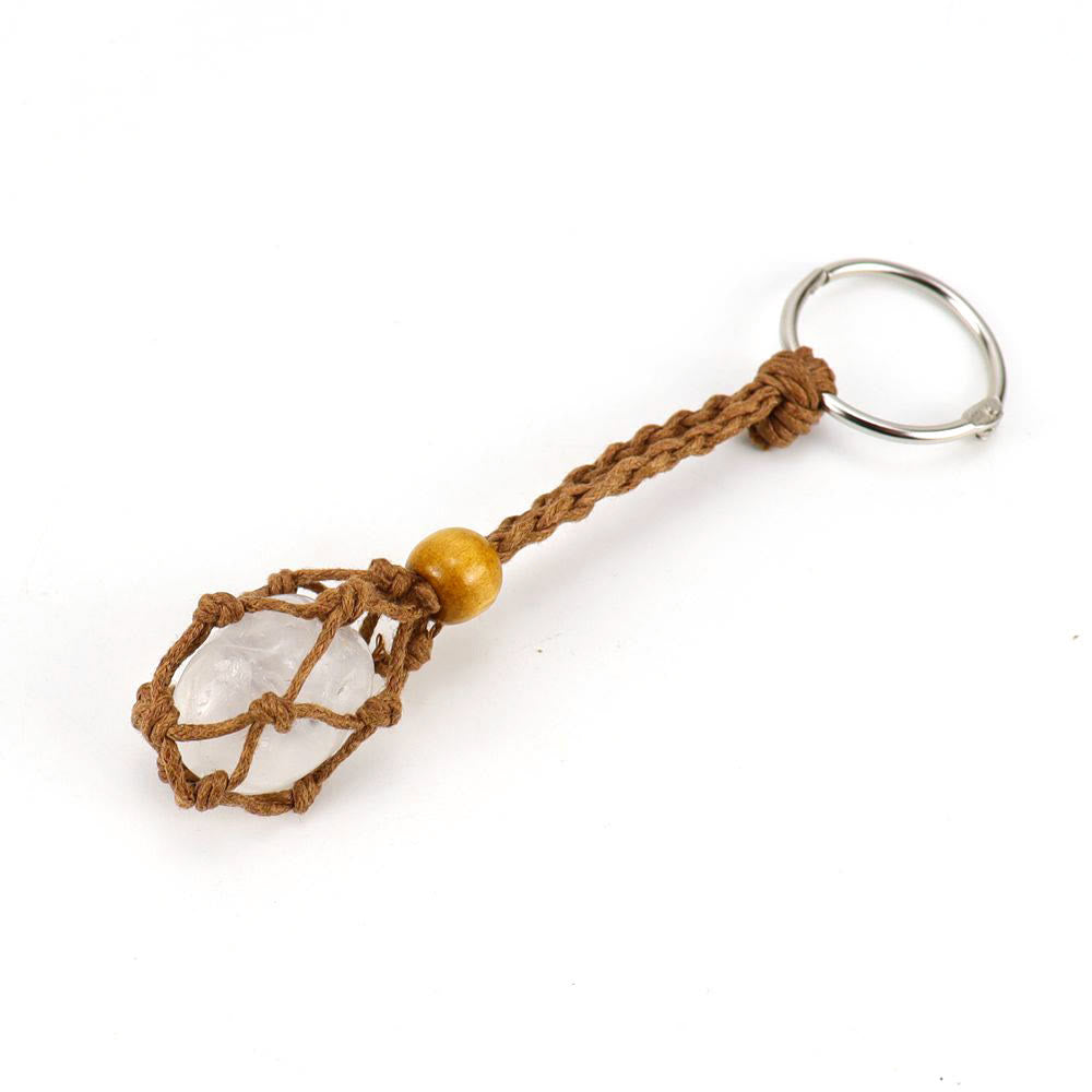 Olivenorma Woven Adjustable Raw Stone Cotton Net Keychain