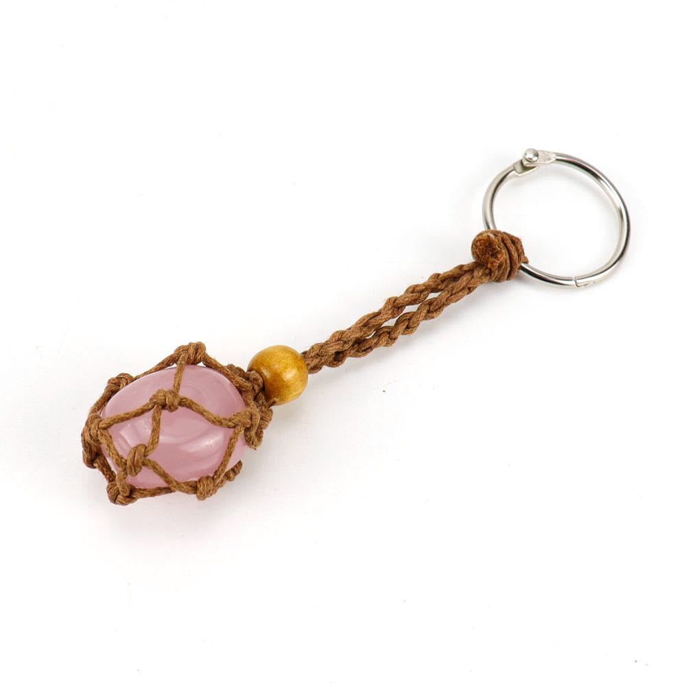 Olivenorma Woven Adjustable Raw Stone Cotton Net Keychain