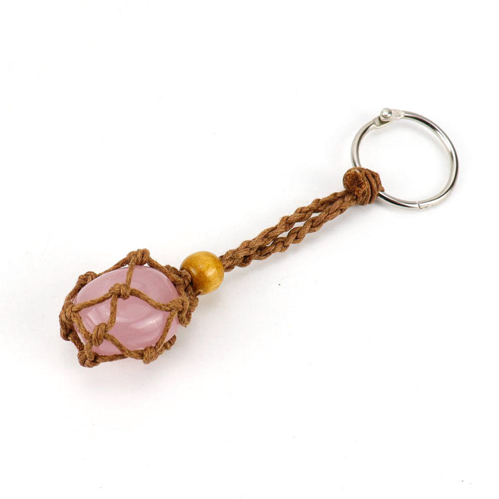 Olivenorma Woven Adjustable Raw Stone Cotton Net Keychain