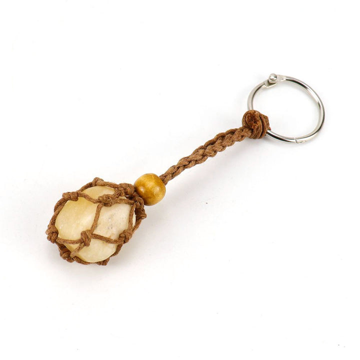 Olivenorma Woven Adjustable Raw Stone Cotton Net Keychain