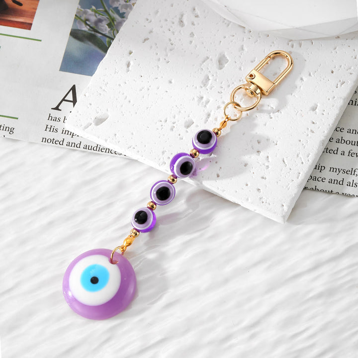 Olivenorma Handmade Evil Eye Resin Ornament Keychain - Purple - image 7