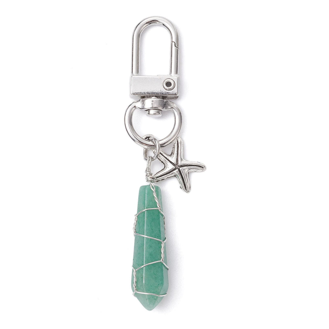 Olivenorma Natural Hexagonal Gemstone Sun Animals Keychain