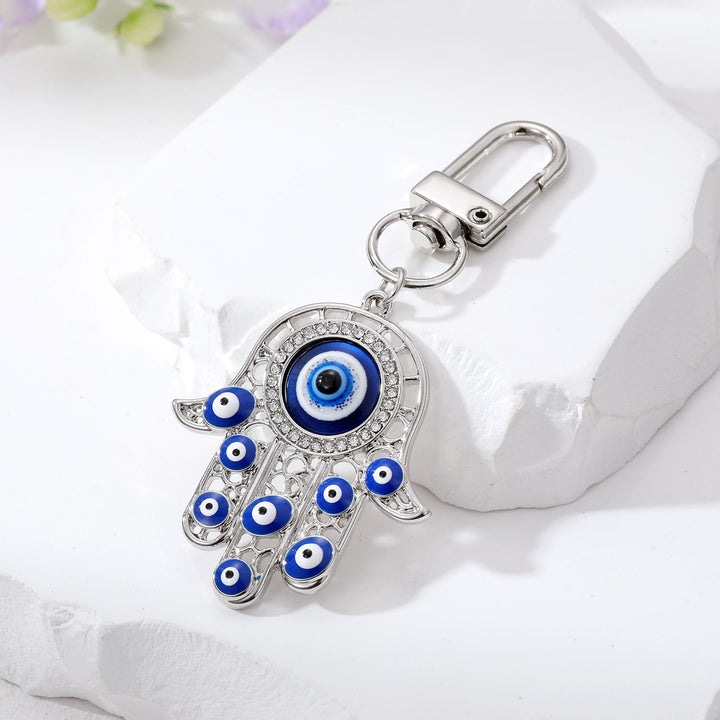Olivenorma Evil Eye Hamsa Hand Protection Keychain - Silver - image 2