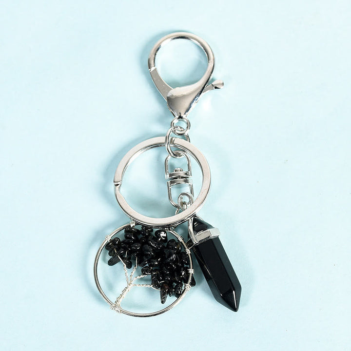Olivenorma Tree of Life with Prism Gem Healing Keychain - Obsidian - image 8