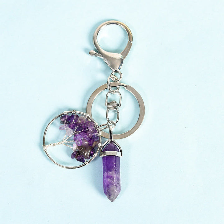 Olivenorma Tree of Life with Prism Gem Healing Keychain - Amethyst - image 17