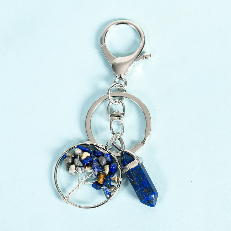 Olivenorma Tree of Life with Prism Gem Healing Keychain - Lapis Lazuli - image 1