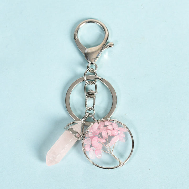 Olivenorma Tree of Life with Prism Gem Healing Keychain - Rose Quartz - image 6