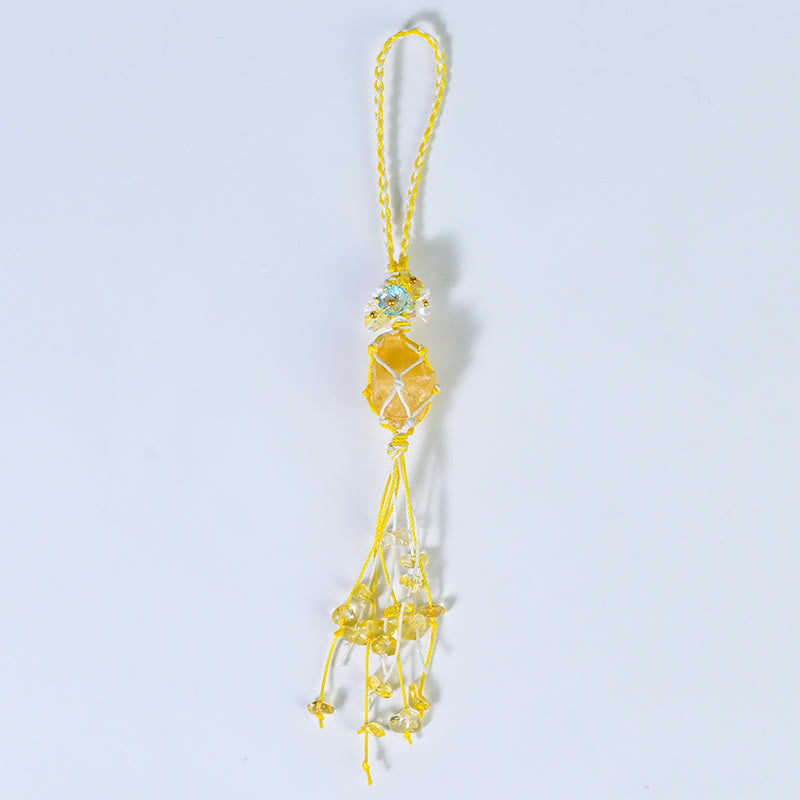 Olivenorma Handwoven Raw Stone Tassel Keychain