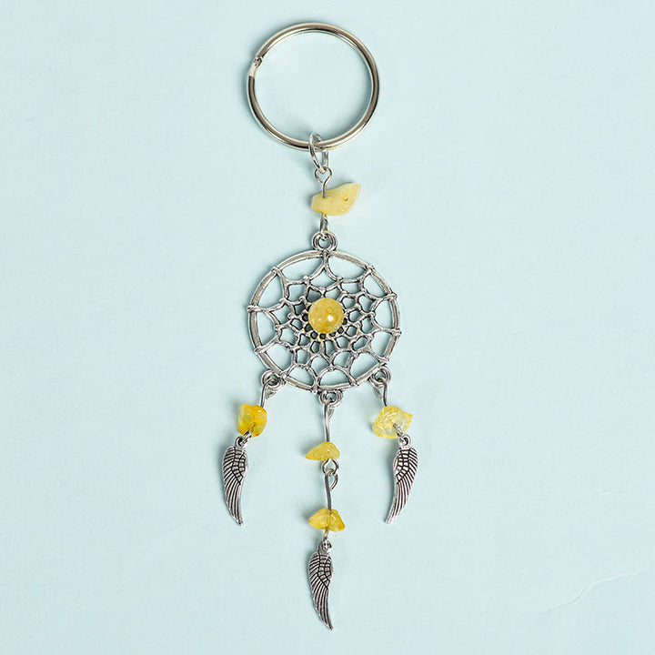 Olivenorma Mini Natural Gemstone Dream Catcher Keychain