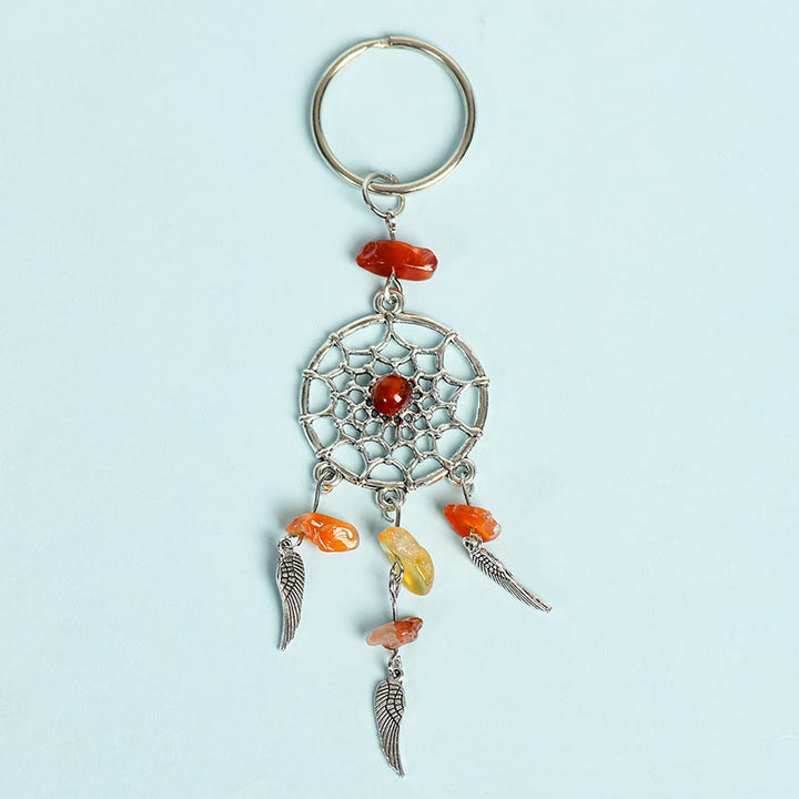 Olivenorma Mini Natural Gemstone Dream Catcher Keychain