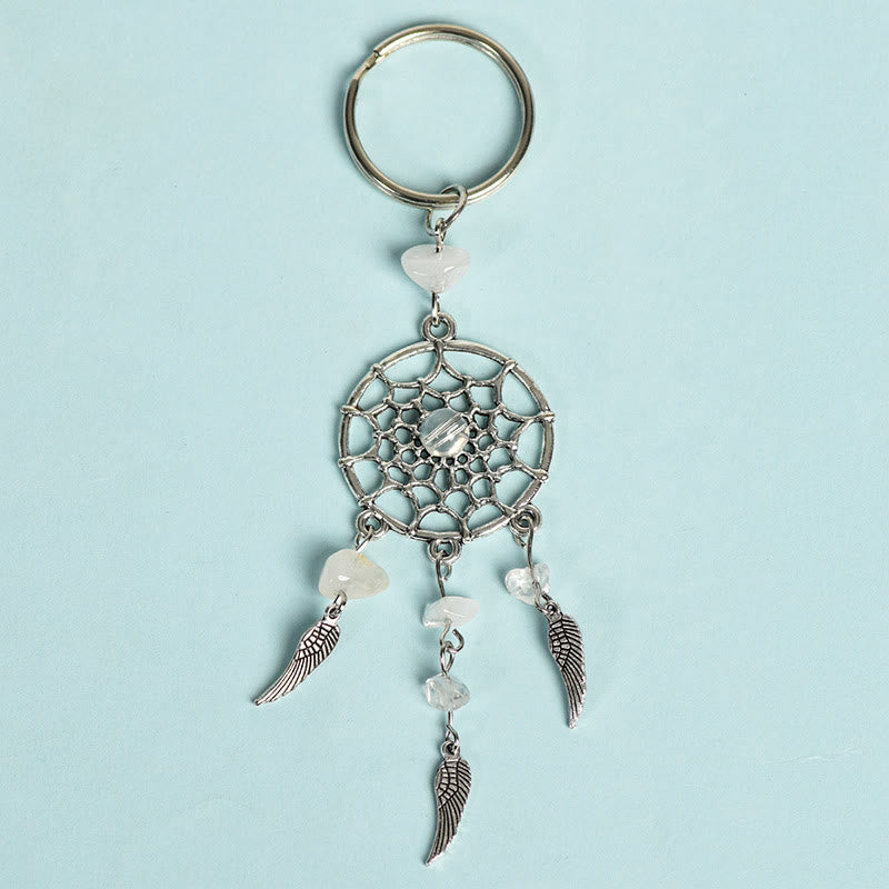 Olivenorma Mini Natural Gemstone Dream Catcher Keychain - Clear Quartz - image 3
