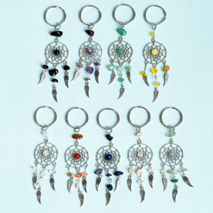 Olivenorma Mini Natural Gemstone Dream Catcher Keychain