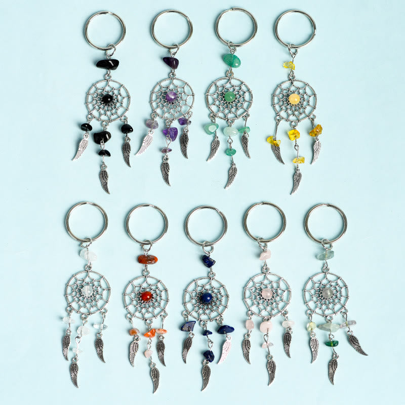 Olivenorma Mini Natural Gemstone Dream Catcher Keychain - image 0