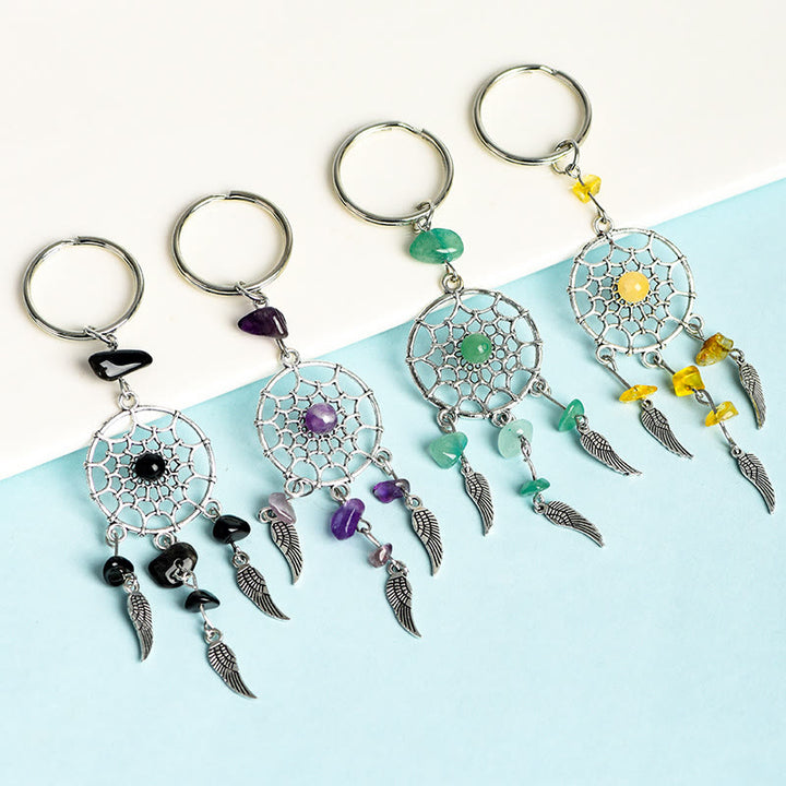 Olivenorma Mini Natural Gemstone Dream Catcher Keychain