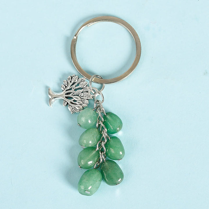 Olivenorma Natural Raw Stone with Tree of Life Keychain