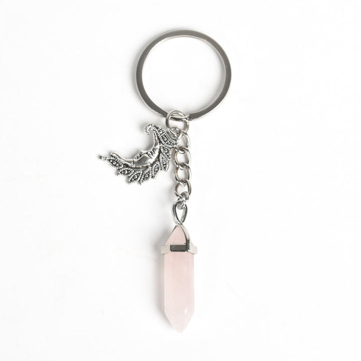 Olivenorma Moon And Sun Genuine Prism Gem Healing Keychain - Rose Quartz - image 3