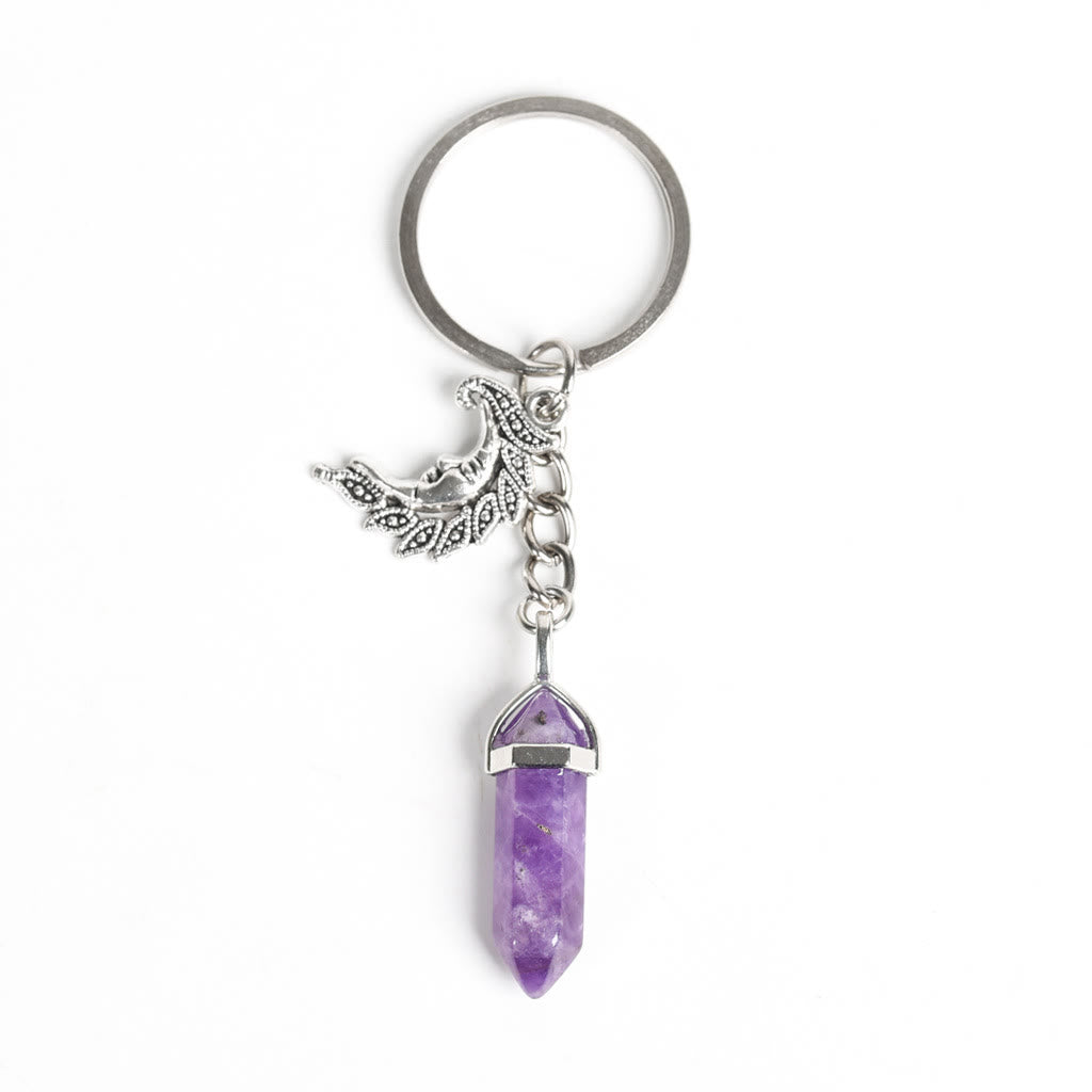Olivenorma Moon And Sun Genuine Prism Gem Healing Keychain - Amethyst - image 19