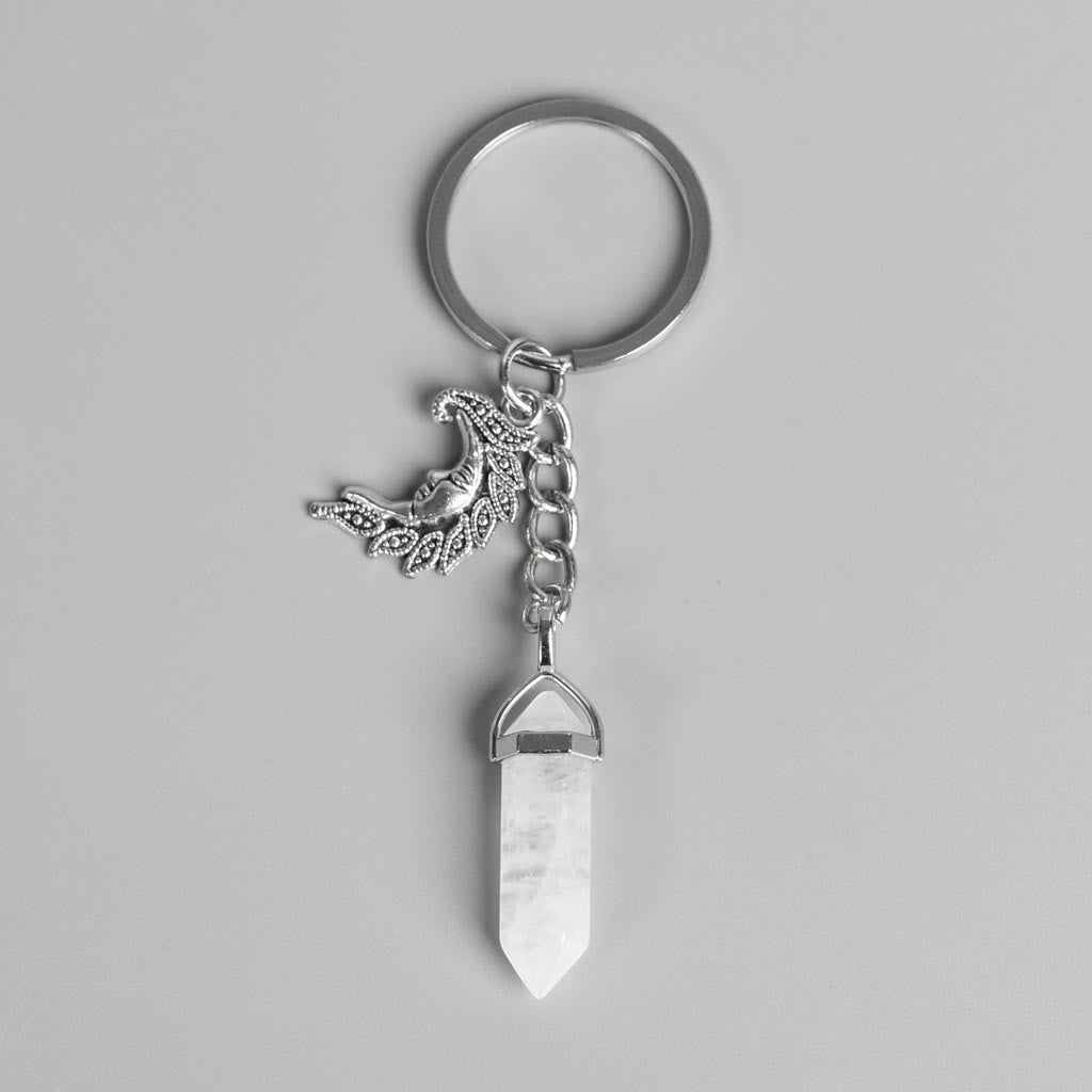Olivenorma Moon And Sun Genuine Prism Gem Healing Keychain - Clear Quartz - image 1