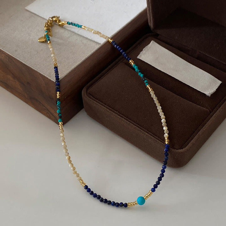 Olivenorma Klein Blue Natural Lapis Lazuli Beaded Necklace