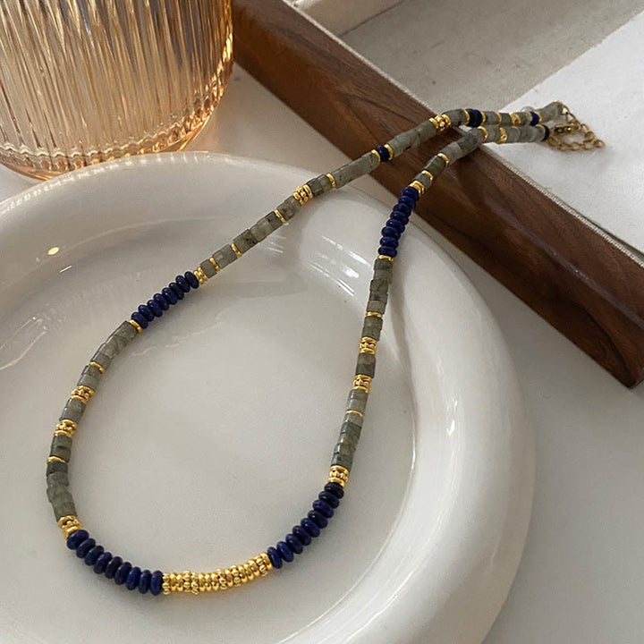 Olivenorma Lapis Lazuli Labradorite Gem Beaded Necklace