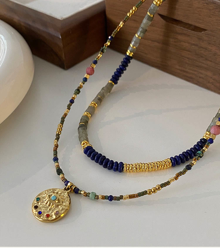 Olivenorma Lapis Lazuli Labradorite Gem Beaded Necklace