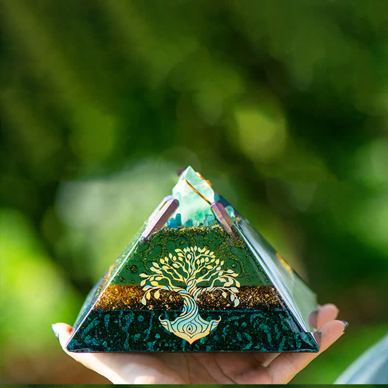 Olivenorma 14cm Tree of Life Crystal Energy Spire Orgone Pyramid