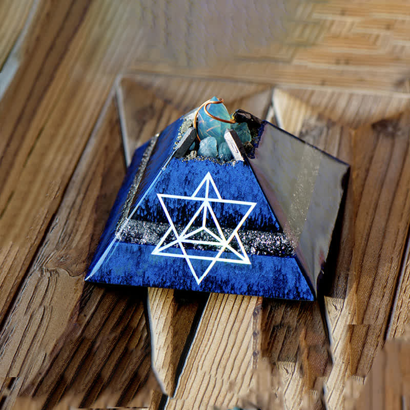 Olivenorma 14cm Metatron's Cube Crystal Energy Spire Orgone Pyramid