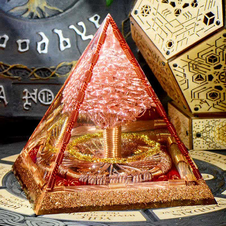 Olivenorma Rose Gold Copper Coil Energy Tree Orgone Pyramid