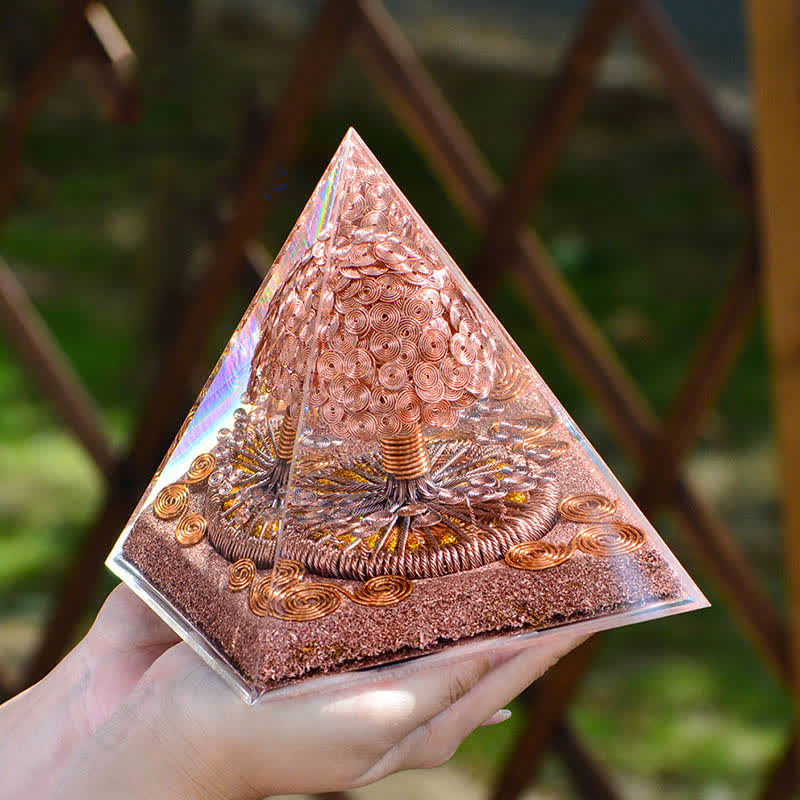 Olivenorma Rose Gold Copper Coil Energy Tree Orgone Pyramid