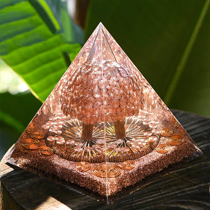 Olivenorma Rose Gold Copper Coil Energy Tree Orgone Pyramid