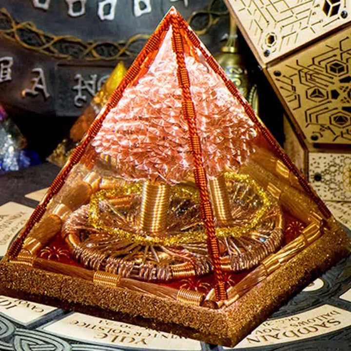 Olivenorma Rose Gold Copper Coil Energy Tree Orgone Pyramid