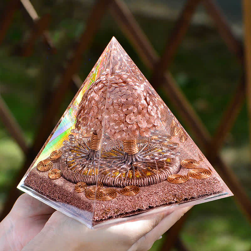 Olivenorma Rose Gold Copper Coil Energy Tree Orgone Pyramid