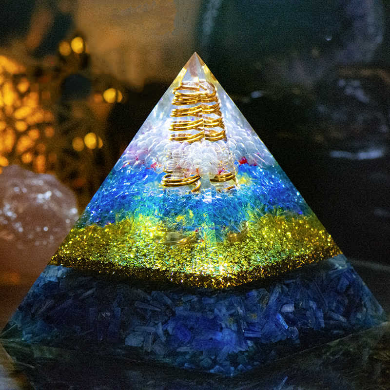 Olivenorma Clear Quartz Energy Spire Orgone Pyramid