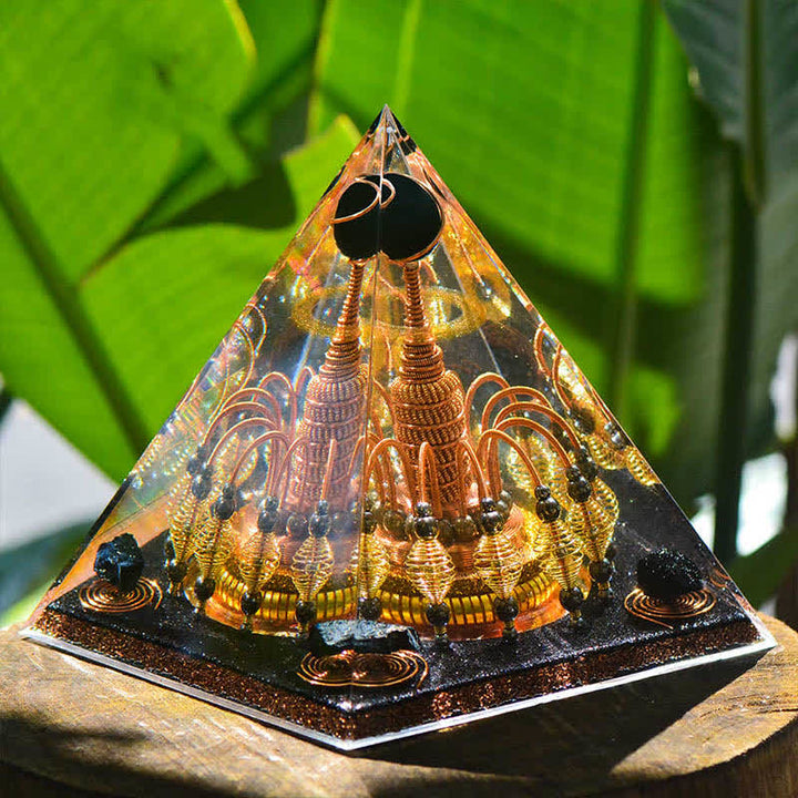 Olivenorma "Gilded Dark Night Lord" Black Crystal Orgone Pyramid