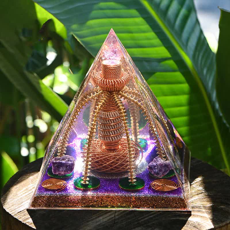 Olivenorma Amethyst Copper Wire Energy Generator Orgone Pyramid