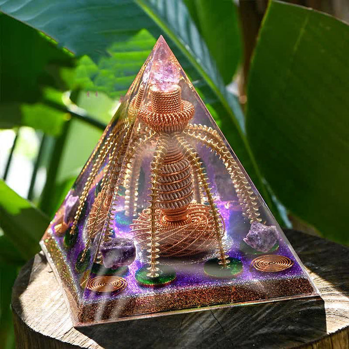 Olivenorma Amethyst Copper Wire Energy Generator Orgone Pyramid