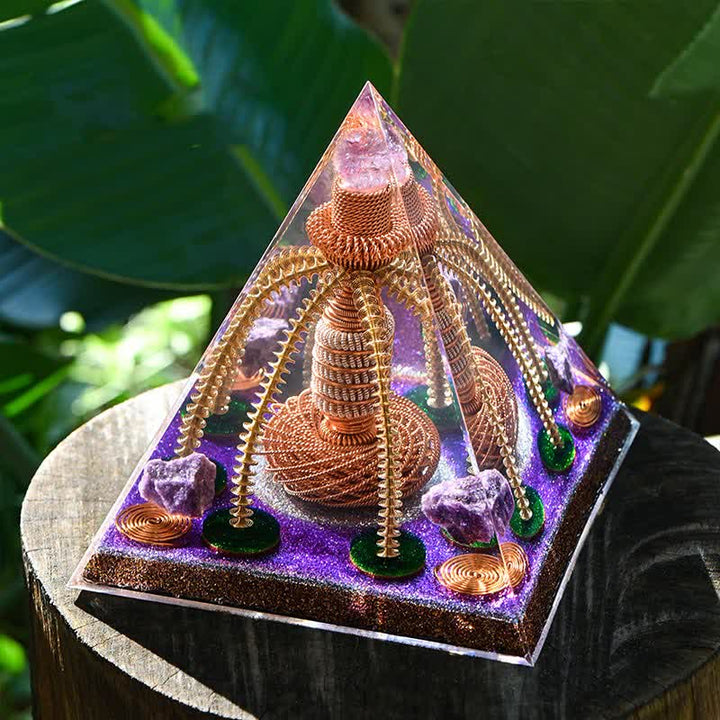 Olivenorma Amethyst Copper Wire Energy Generator Orgone Pyramid