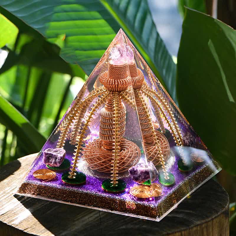 Olivenorma Amethyst Copper Wire Energy Generator Orgone Pyramid