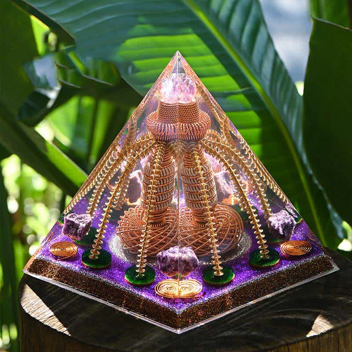 Olivenorma Amethyst Copper Wire Energy Generator Orgone Pyramid