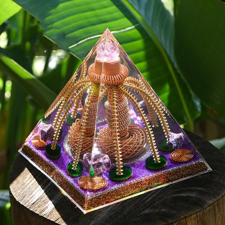 Olivenorma Amethyst Copper Wire Energy Generator Orgone Pyramid