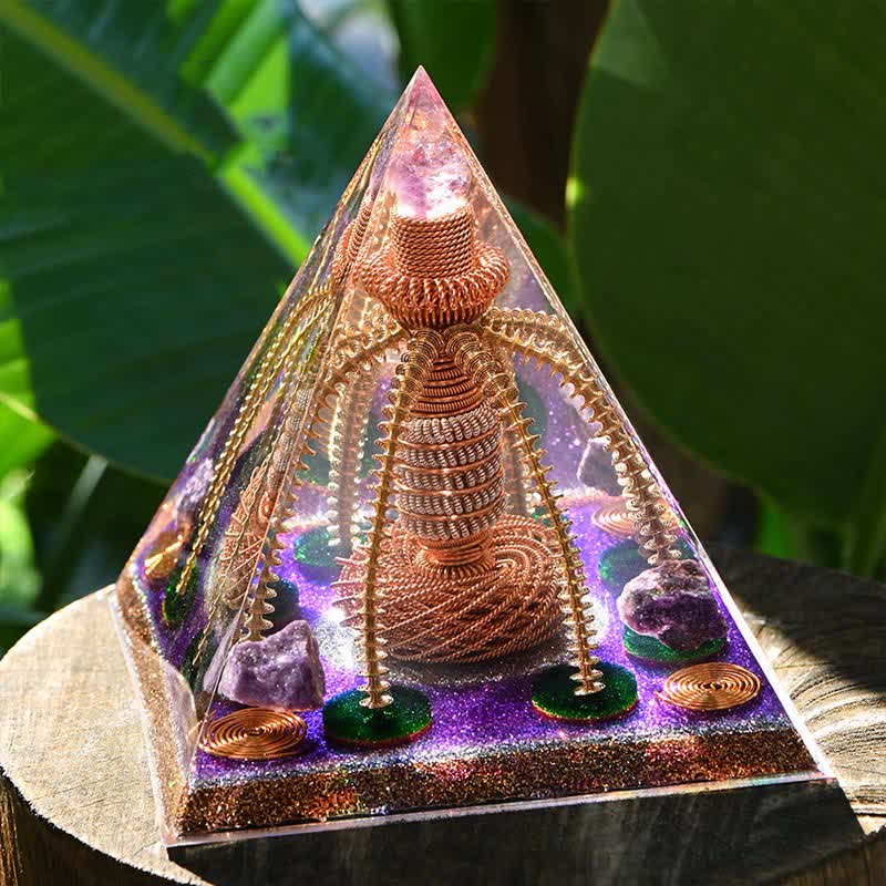 Olivenorma Amethyst Copper Wire Energy Generator Orgone Pyramid