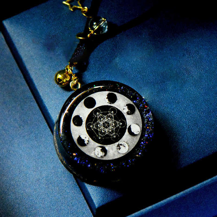 Olivenorma Metatron's Cube Energy Moon Phase Orgone Necklace