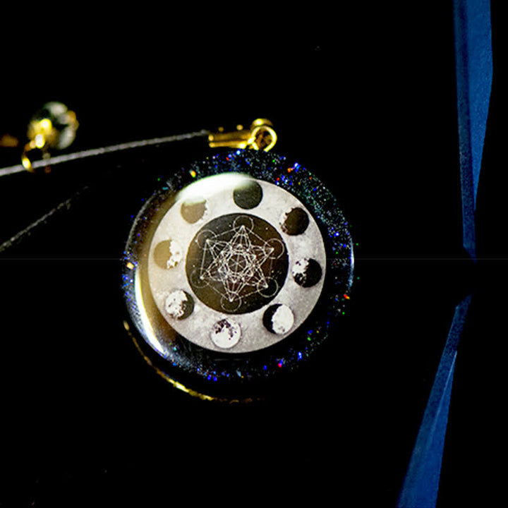 Olivenorma Metatron's Cube Energy Moon Phase Orgone Necklace