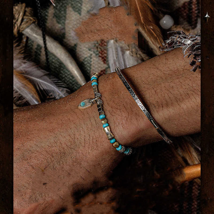 Olivenorma "Tribal Secrets" Turquoise Picture Jasper Beaded Bracelet