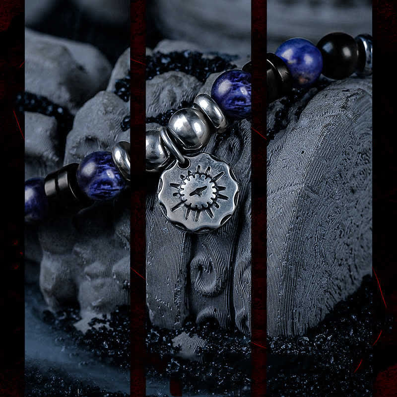 Olivenorma "Dark Ray" Hematite Obsidian Sodalite Beads Bracelet