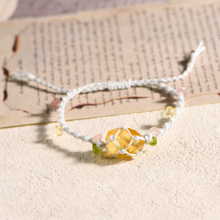 Olivenorma Handcrafted Natural Crystal Braided Flower Bracelet