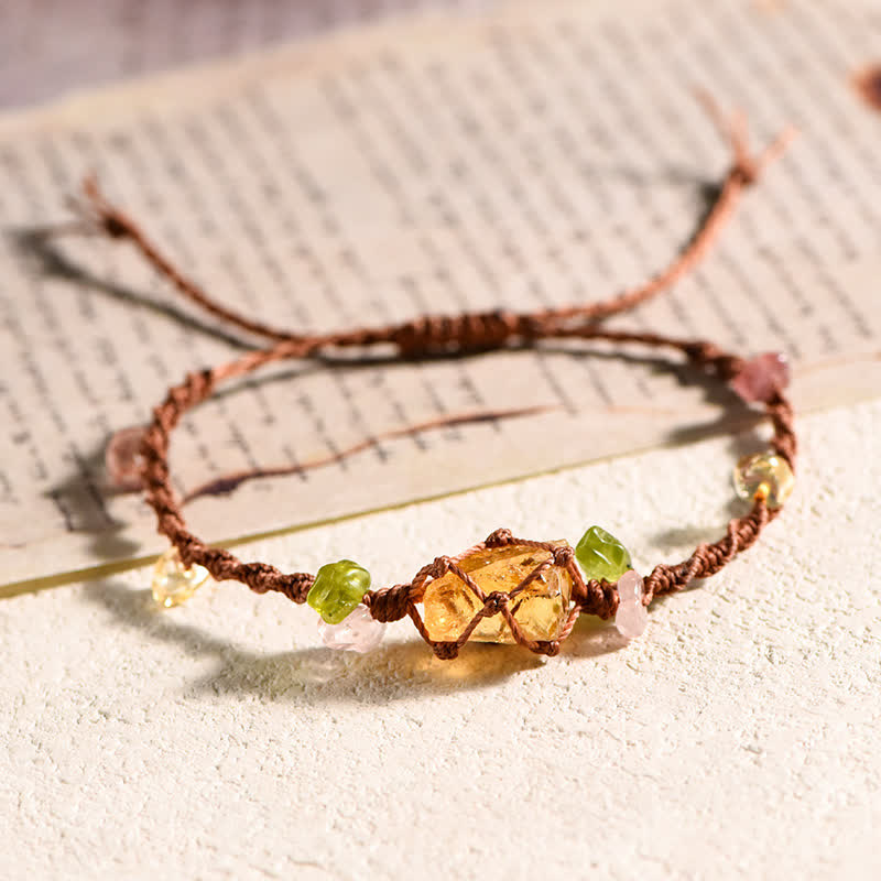 Olivenorma Handcrafted Natural Crystal Braided Flower Bracelet